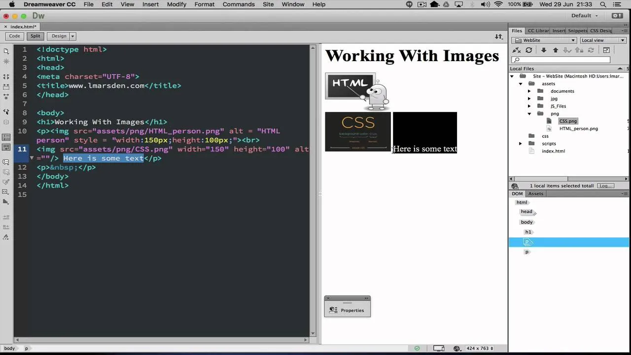 Screenshot of Dreamweaver